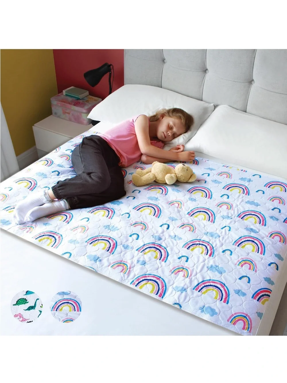 Kids Rainbow Quilted Bed Protector